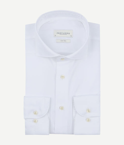 Twill overhemd extra lange mouwen wit