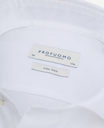 Profuomo twill overhemd extra lange mouwen wit | Slim-fit