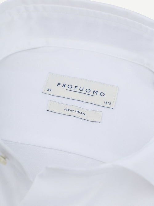 Profuomo twill overhemd extra lange mouwen wit | Slim-fit