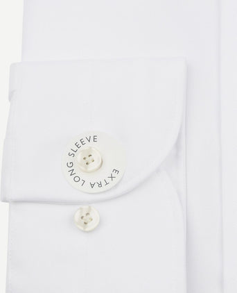 Twill overhemd extra lange mouwen wit