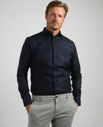 Profuomo twill overhemd donkerblauw | Slim-fit