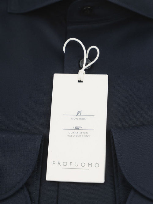 Profuomo twill overhemd donkerblauw | Slim-fit
