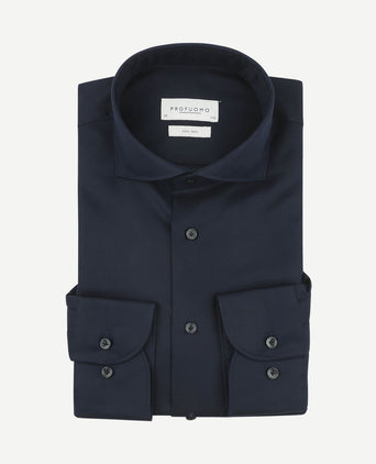 Twill overhemd donkerblauw
