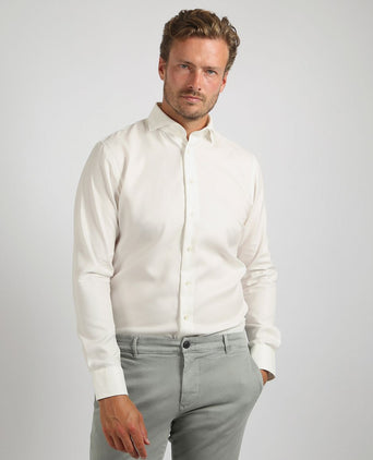 Profuomo twill overhemd off white | Slim-fit