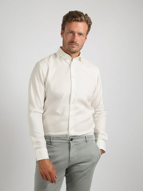 Profuomo twill overhemd off white | Slim-fit