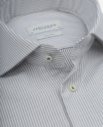 Profuomo twill overhemd streep groen | Slim-fit