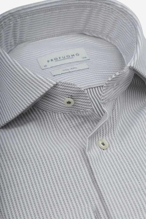 Profuomo twill overhemd streep groen | Slim-fit