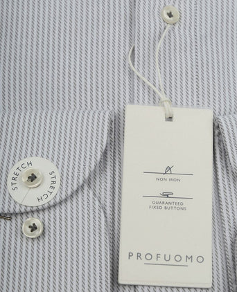 Profuomo twill overhemd streep groen | Slim-fit