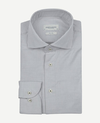Profuomo twill overhemd streep groen | Slim-fit