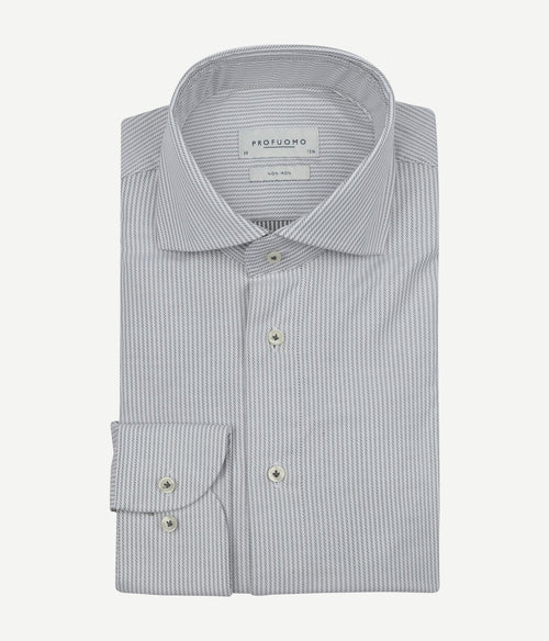 Profuomo twill overhemd streep groen | Slim-fit