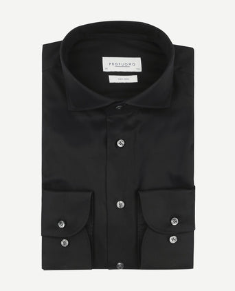 Profuomo twill overhemd zwart | Slim-fit