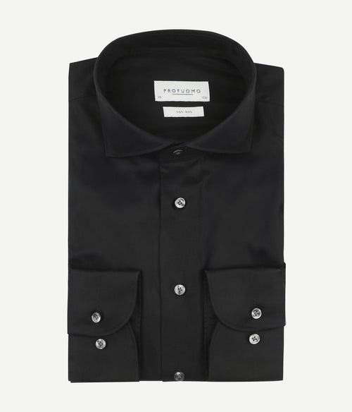 Profuomo twill overhemd zwart | Slim-fit