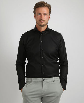 Profuomo twill overhemd zwart | Slim-fit