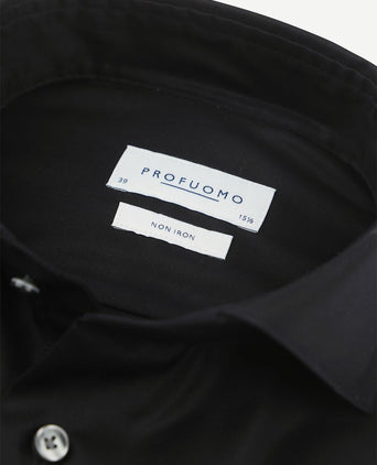 Profuomo twill overhemd zwart | Slim-fit