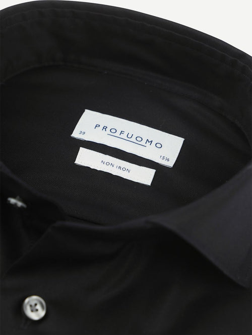 Profuomo twill overhemd zwart | Slim-fit
