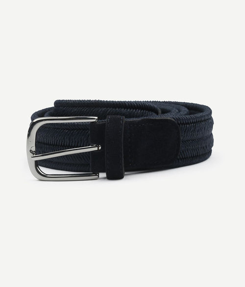 Waxed geweven riem donkerblauw