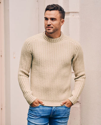 Suitable pullover boiled wool ecru