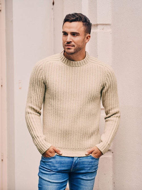 Suitable pullover boiled wool ecru