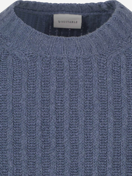 Suitable pullover boiled wool blauw