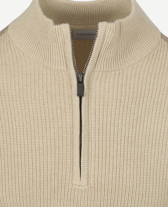 Suitable halve rits trui patch ecru | Slim-fit