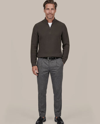 halve rits trui patch olive