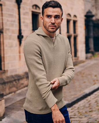 Suitable trui riva knit taupe | Regular-fit