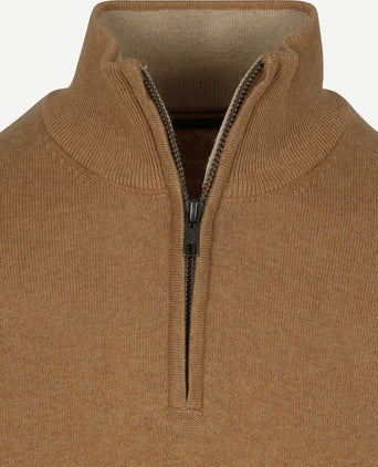 Half-zip trui cotton cashmere camel