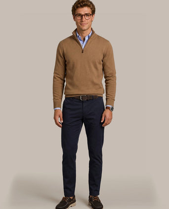 Half-zip trui cotton cashmere camel