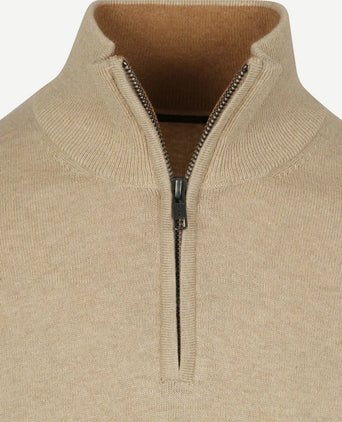 Half-zip trui cotton cashmere sand