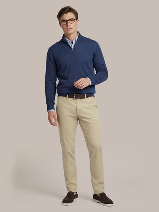 Half-zip trui colin indigo denim Half-zip trui colin indigo denim