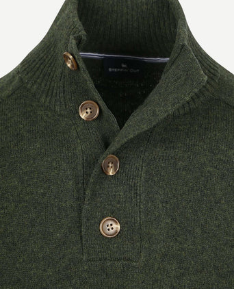 Steppin' Out mocker trui lamswol groen | Regular-fit