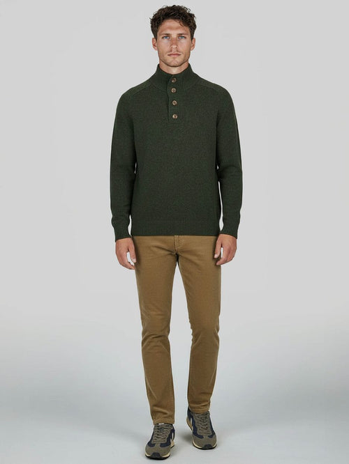 Steppin' Out mocker trui lamswol groen | Regular-fit