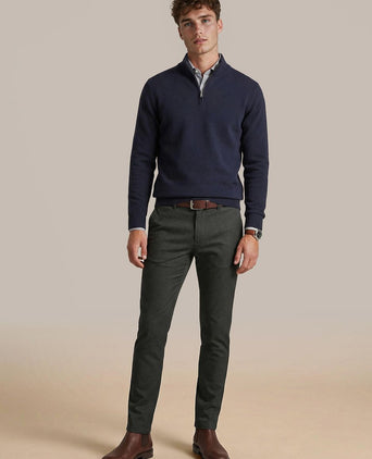halve rits trui merinowol donkerblauw