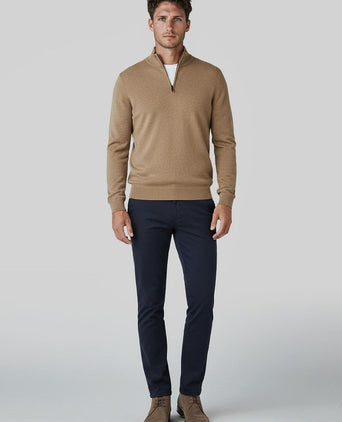 halve rits trui merinowol beige