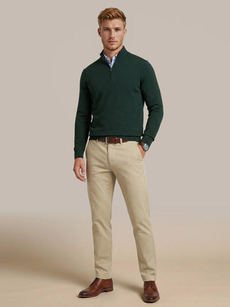 halve rits trui merinowol caccia groen halve rits trui merinowol caccia groen