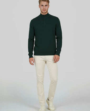 Steppin' Out halve rits trui merinowol caccia groen | Regular-fit