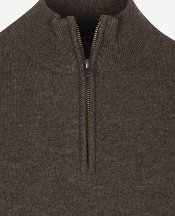 Steppin' Out halve rits trui merinowol bruin | Regular-fit