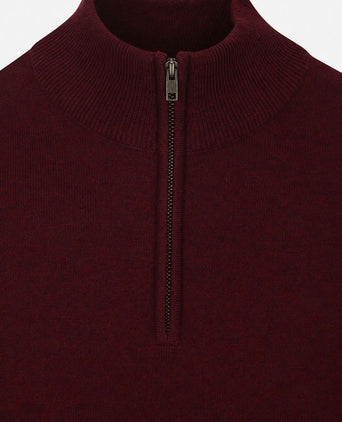 halve rits trui merinowol bordeaux