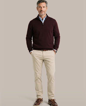 halve rits trui merinowol bordeaux