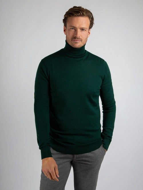 Suitable merino coltrui donkergroen | Slim-fit