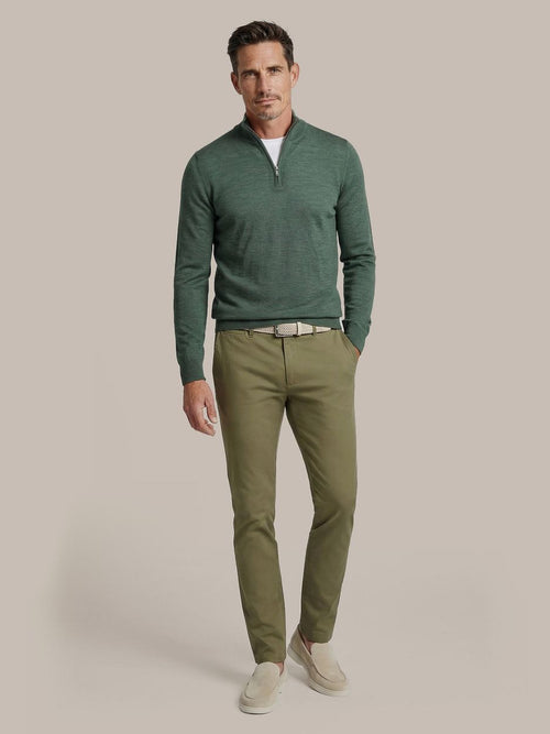 Crew zip merino groen