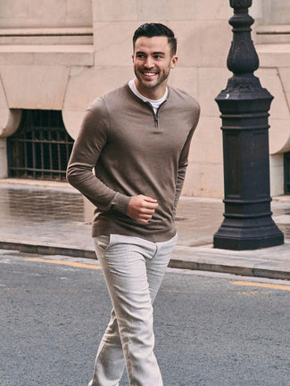 Crew zip merino taupe Crew zip merino taupe