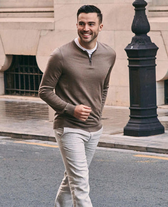 Crew zip merino taupe