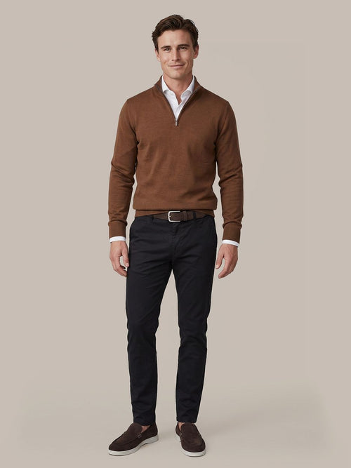 Crew zip merino bruin