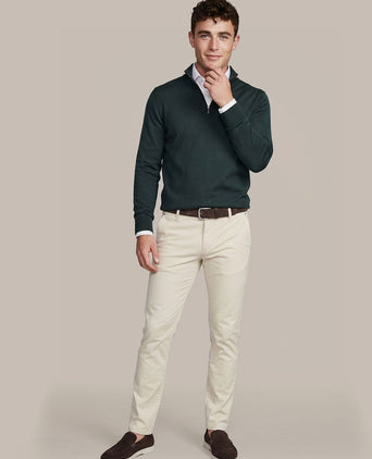 Crew zip merino donkergroen