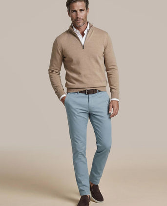 Merino halve rits trui beige