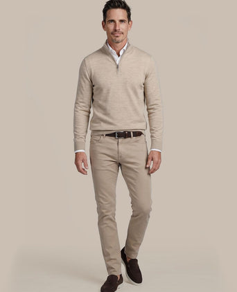 Merino halve rits trui sand