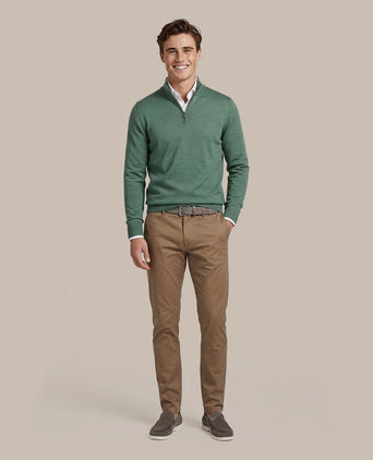 Merino halve rits trui mid groen