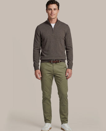 Merino halve rits trui bruin