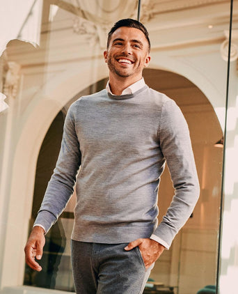 Merino pullover mid grijs